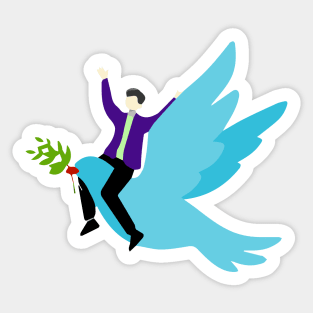 Boy riding a Dove Sticker